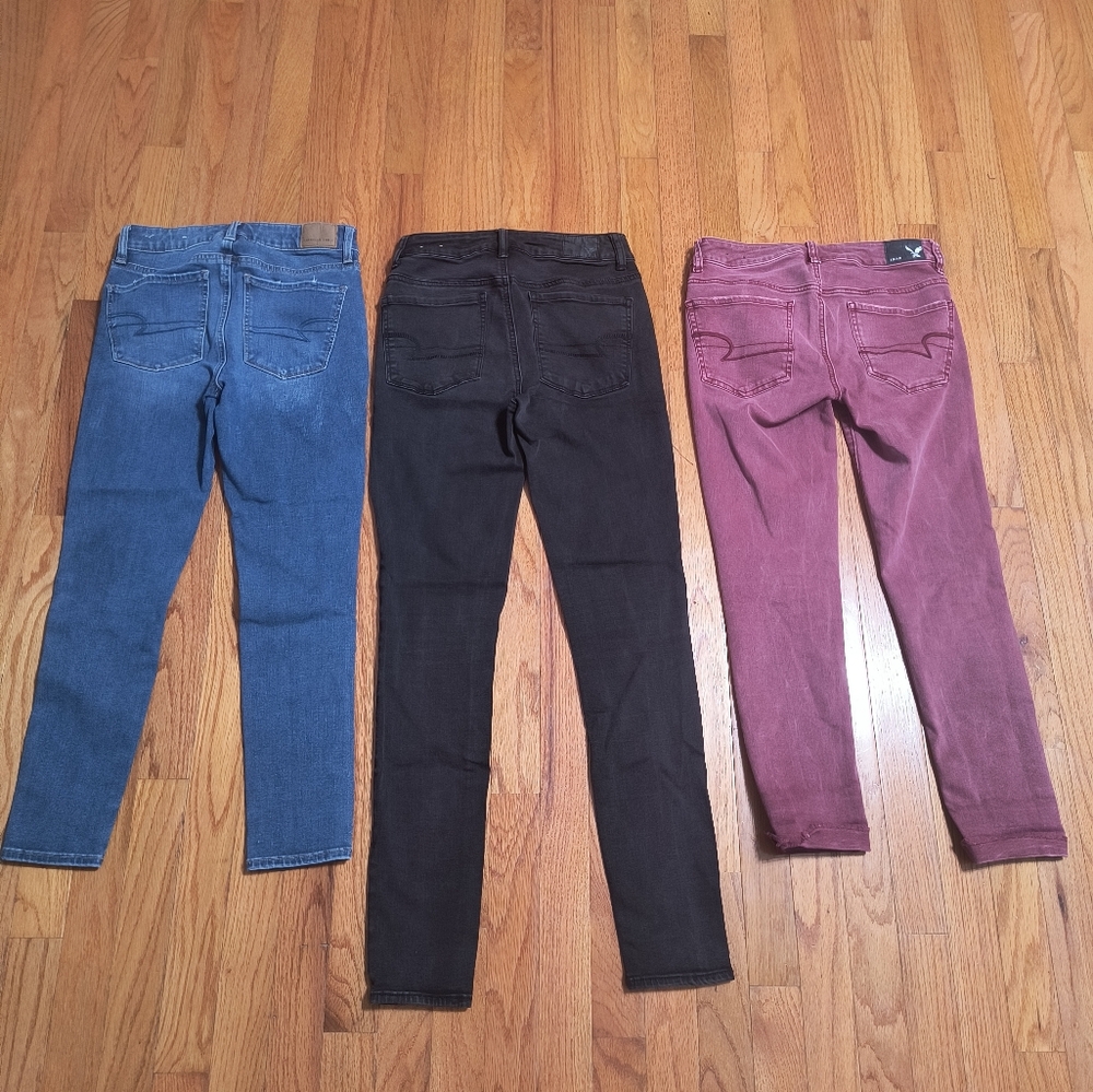 3 Pairs Of American Eagle Skinny/Cropped Skinny Jeans, Women's Size 2 Regular - Picture 9 of 16